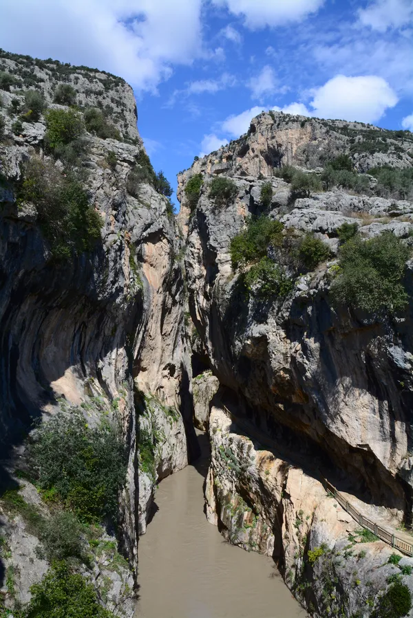 Kapıkaya Kanyonu'nda nehir ve kayalıklar arasında yürüyüş yolu.
