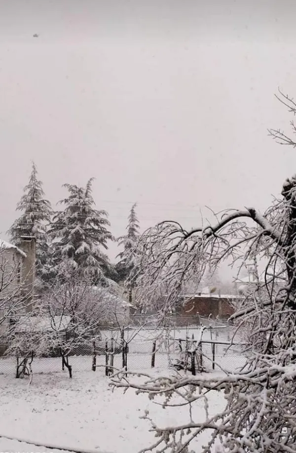 Yoğun kar yağışı sonrası beyaz örtüyle kaplı huzurlu bir kış manzarası