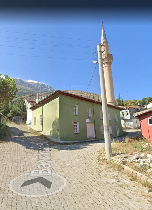 Yeşil ev ve yüksek minaresi olan Şeyhler Camii, doğal manzara ile çevrili