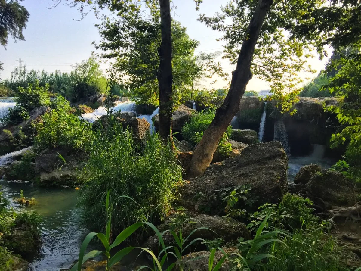 Tarsus Şelalesi'nin Büyüleyici Manzarası - Yeşil bitki örtüsü ve kayalıklarla çevrili şelale Yeşil bitki örtüsü ve kayalıklarla çevrili, akışkan bir şelale manzarası