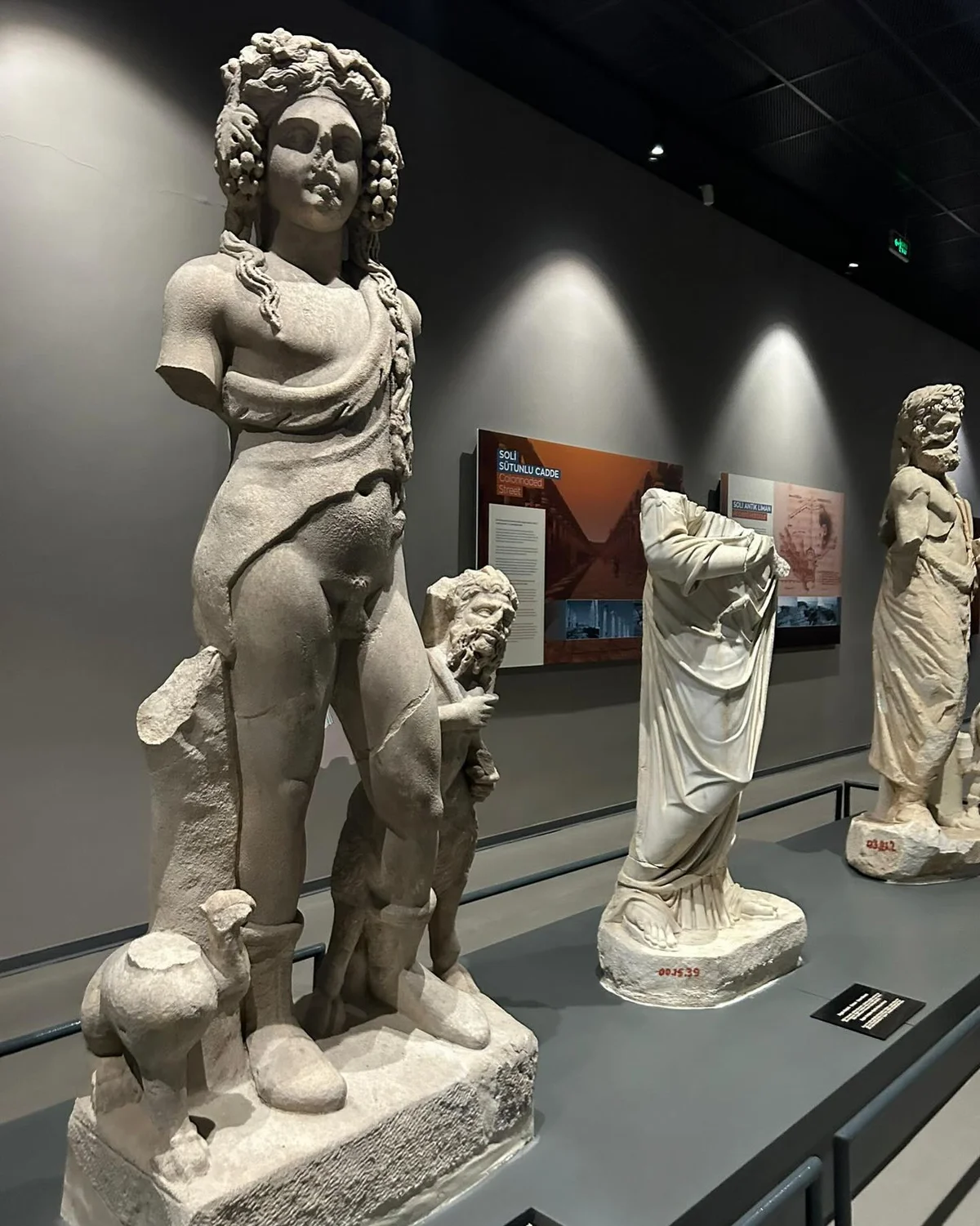 Antik Heykellerin Büyüsü - Modern Müze Alanında Detaylı Figürler! Antik heykellerin sergilendiği modern müze alanı, detaylı figürler ve bilgi panoları ile dolu.